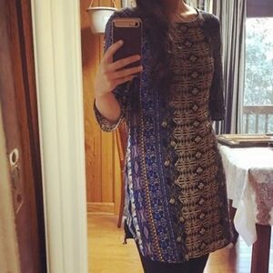 Giant bini 3/4 sleeve sheath abstract tunic